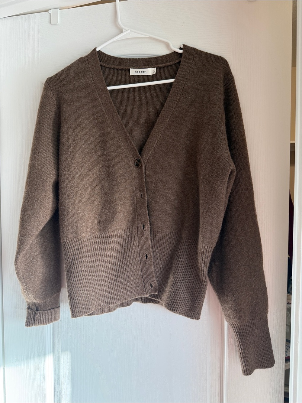 Mod Ref Chocolate Brown V-Neck Button Front Cardigan